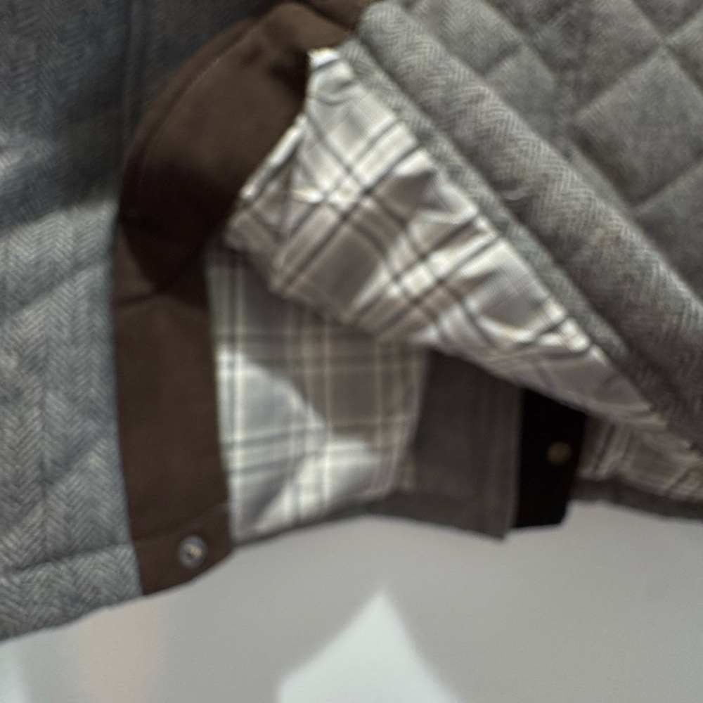 Jos. A. Bank 1905 Collection Gray Zip  Herringbone Quilted Barn Coat Men M - Picture 12 of 16